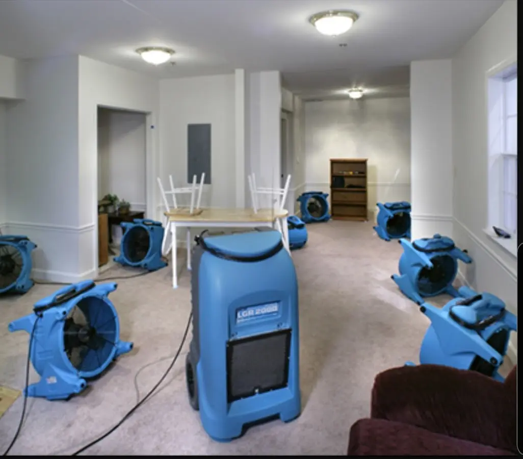Air movers and dehumidifier setup for Water Damage Restoration in North Lauderdale