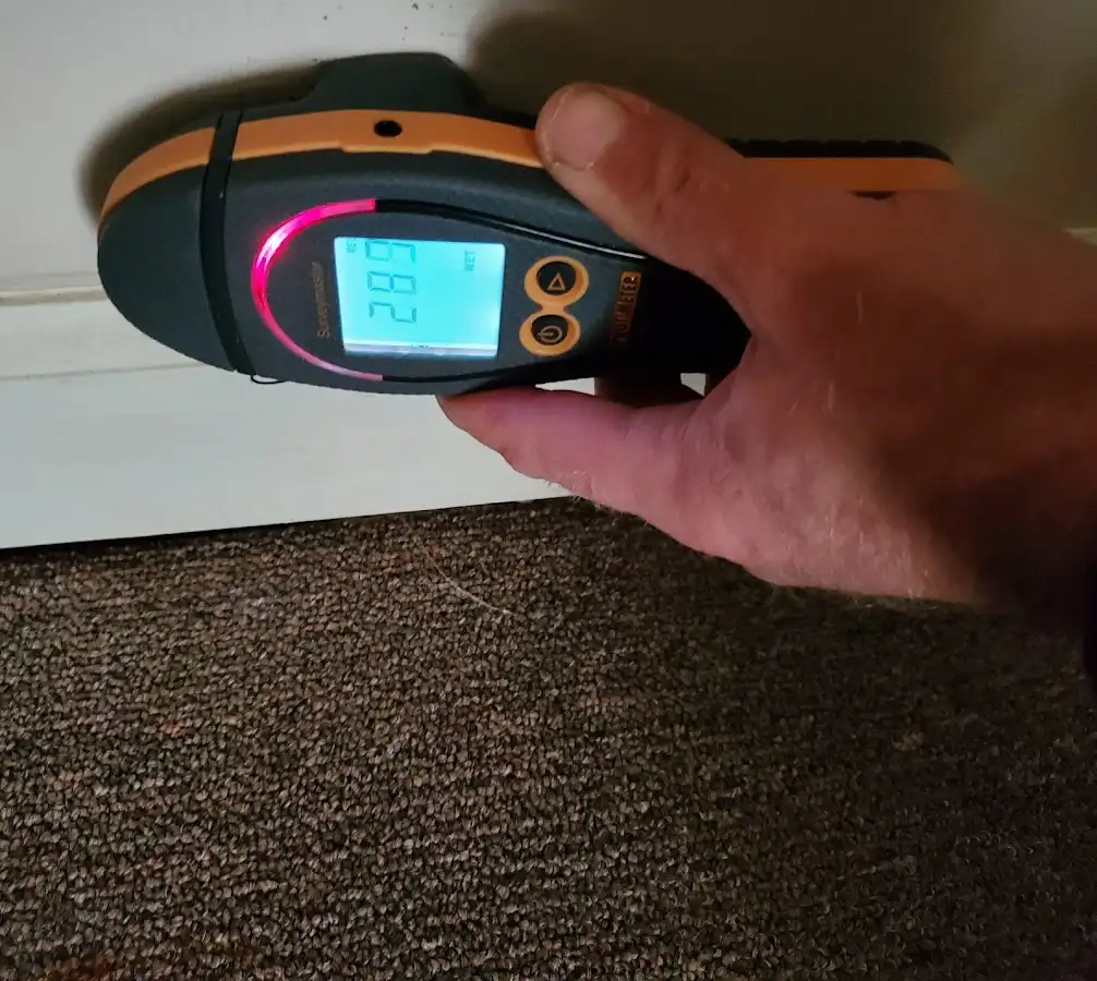 Moisture detection at baseboard during Burst Pipe Cleanup in North Lauderdale